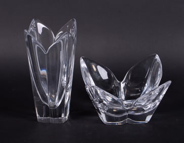 Two Contemporary Orrefors Pieces, Tulip Vase and Bowl