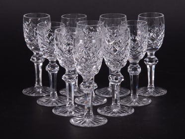 A Set of Ten Crystal Cordials, Powerscourt by Waterford