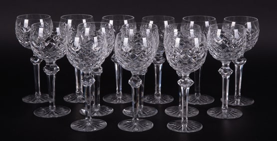 A Set of Fourteen Crystal Hock Wines, Powerscourt by Waterford