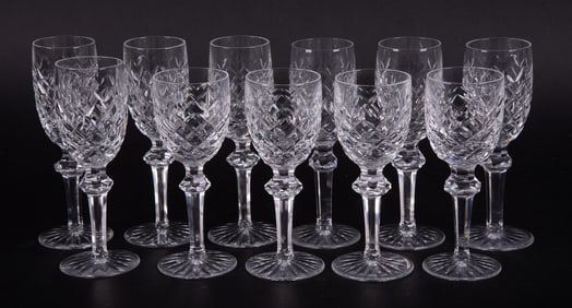A Set of Eleven Crystal Sherry and Port Wine Goblets, Powerscourt by Waterford