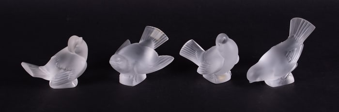 A Collection of Four Lalique Sparrows