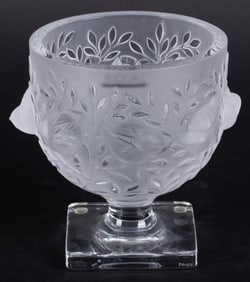 A Lalique Elisabeth Crystal Pedestal Vase