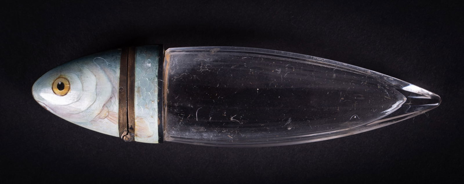 A Continental Rock Crystal and Enameled Sterling Silver Fish Flacon (1 of 5)