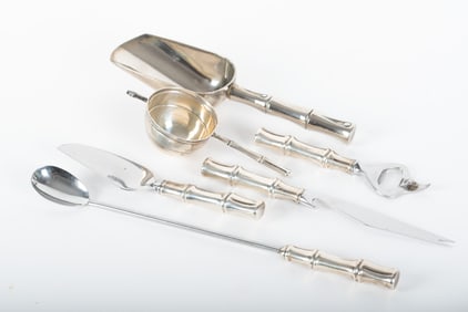 Tiffany & Co. Sterling Handle Bamboo Pattern Bar Set
