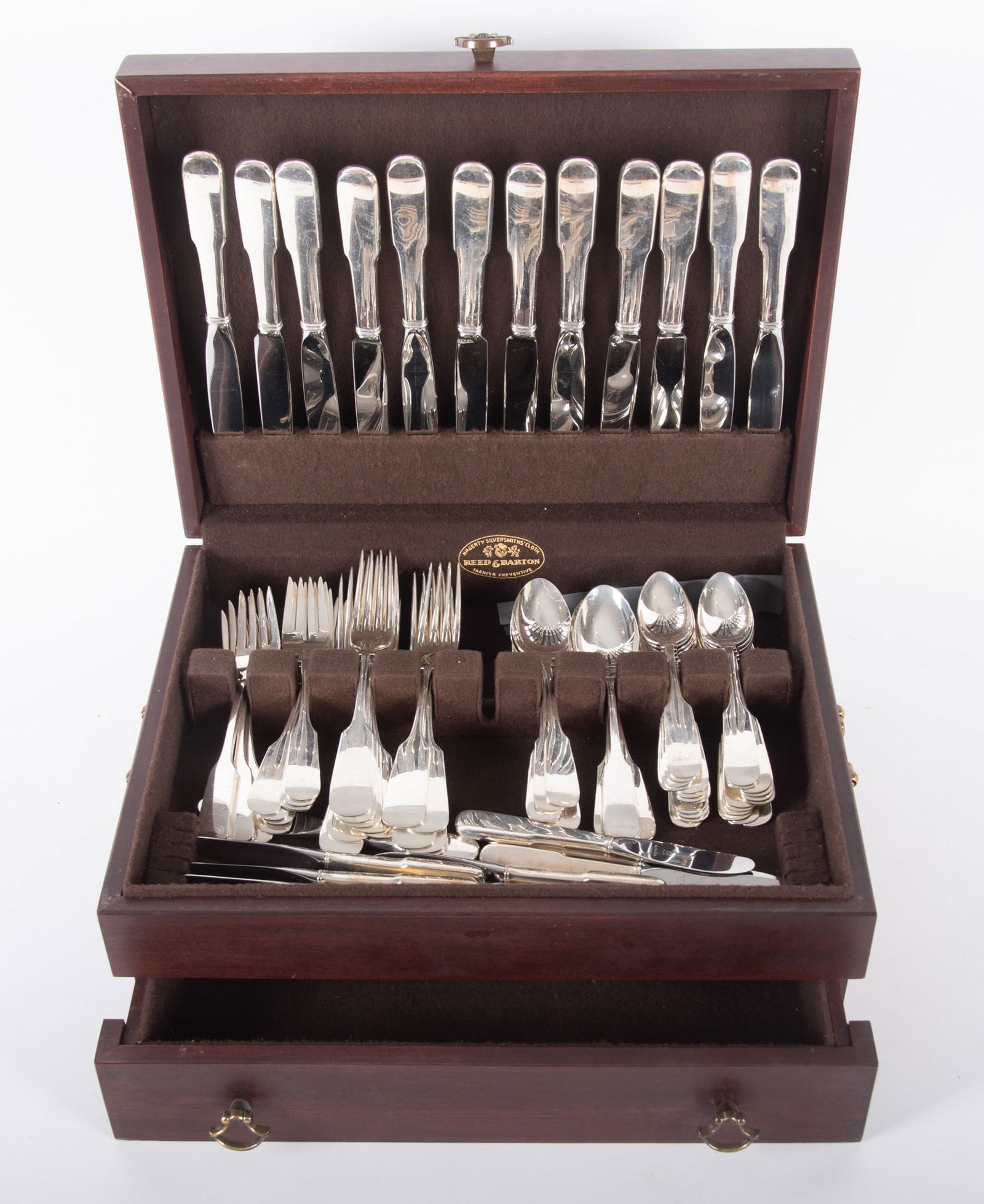 A Sterling Silver Service for 12, Old English Tipt by Gorham: A Sterling Silver Service for 12, Old English Tipt by GorhamProvidence, an extensive and good quality service for 12 place settings in Gorham's old English Tipt pattern, consisting of: twelve 7 5/8 in