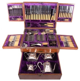 An Impressive English Sheffield Plated Silver Dinner Service, 19th Century