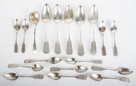 19th Century Coin Silver Fiddleback Spoons