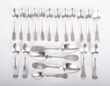 Collection of Fiddleback Coin Silver Spoons