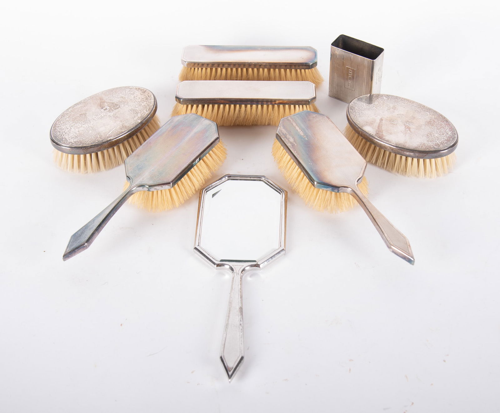 Art Deco Seven-Piece Silver Vanity Set (1 of 3)