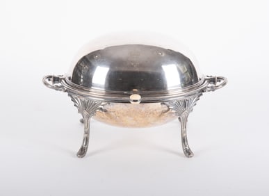 An Edwardian Plated Silver Roll-Top Serving Dish