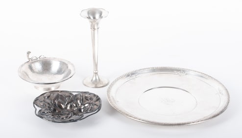 Emilia Castillo Silver Plate Dish along with Three Sterling Pieces
