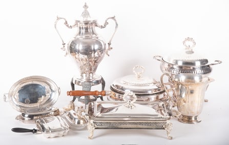 Nine Silverplate Serving Pieces