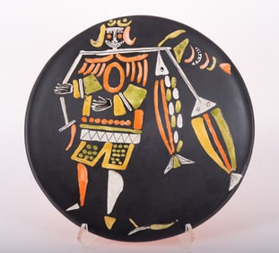 Roger Capron, France (1922-2006), Fisherman, glazed ceramic charger