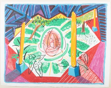 David Hockney, New York, California / England (b. 1937), Views of Hotel Well II, 1985, 13-color