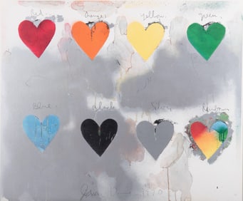 Jim Dine, American (b. 1935), Eight Hearts, 1970, offset color lithograph