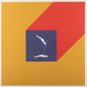 Ernest Tino Trova, Missouri (1927-2009), Falling Man Landscape, 1969, silkscreen, ed. 64/175