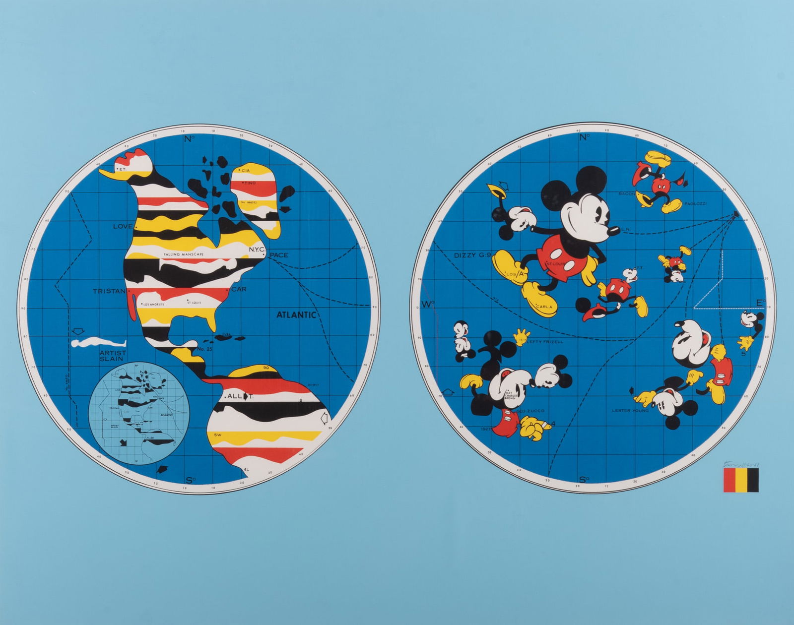 Ernest Tino Trova, Missouri (1927-2009), Study Falling Man: Mickey Mouse, silkscreen, ed. 11/60: Ernest Tino TrovaMissouri, (1927-2009)Study Falling Man: Mickey Mousesilkscreen, ed. 11/60signed, dated, and numbered, framed.21 1/2 x 28 inches (visible); 26 3/4 x 33 inches (overall with frame)