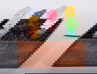 Artist Unknown, 20th-21st Centuries, Illuminated Sculpture, colored light bulbs, river stones and