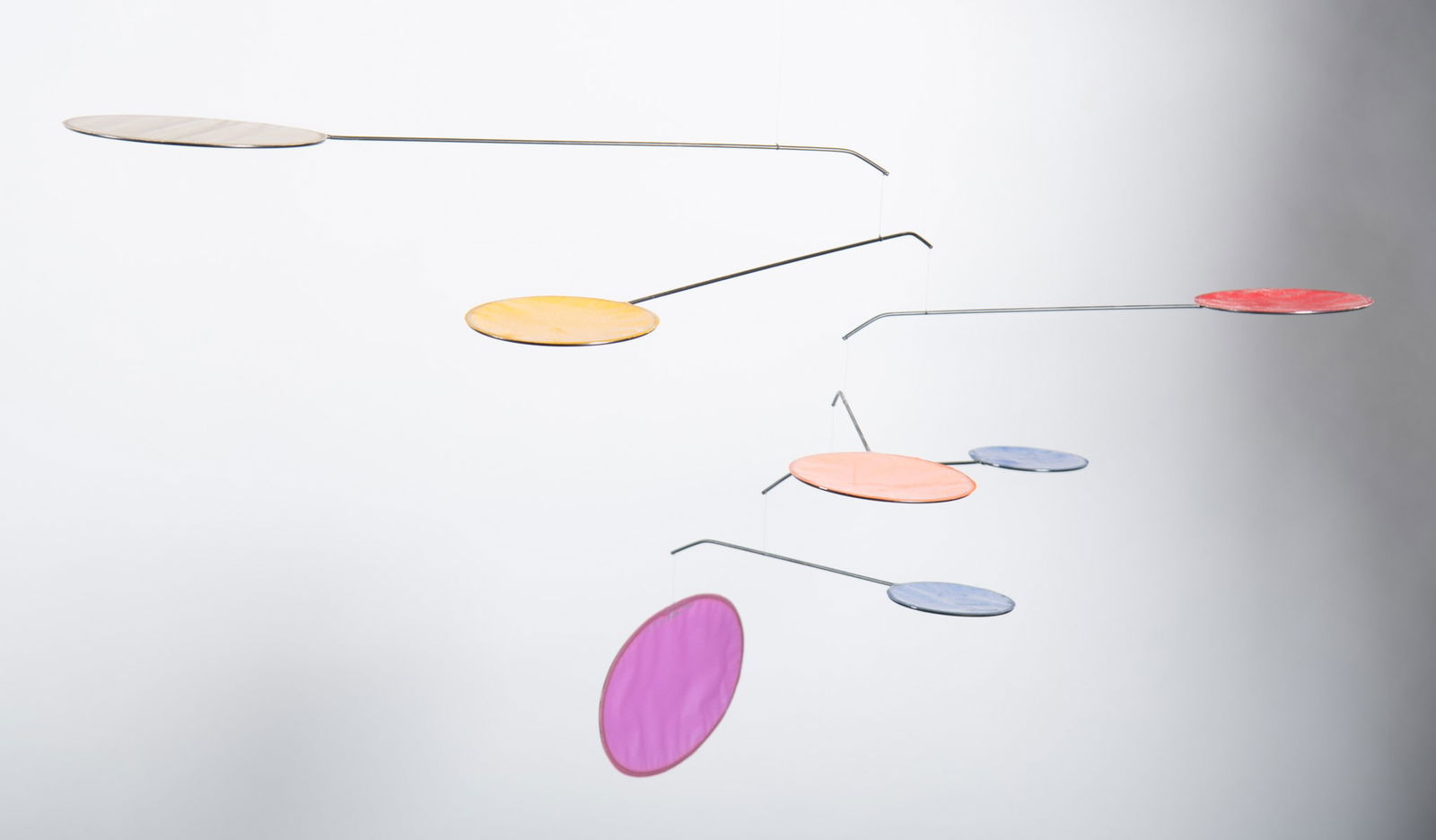 Joel Hotchkiss, American (b. 1949), Lumen Mobile, 2001, fabric and painted metal: Joel HotchkissAmerican, (b. 1949)Lumen Mobile, 2001fabric and painted metalsigned and dated22 x 43 inches