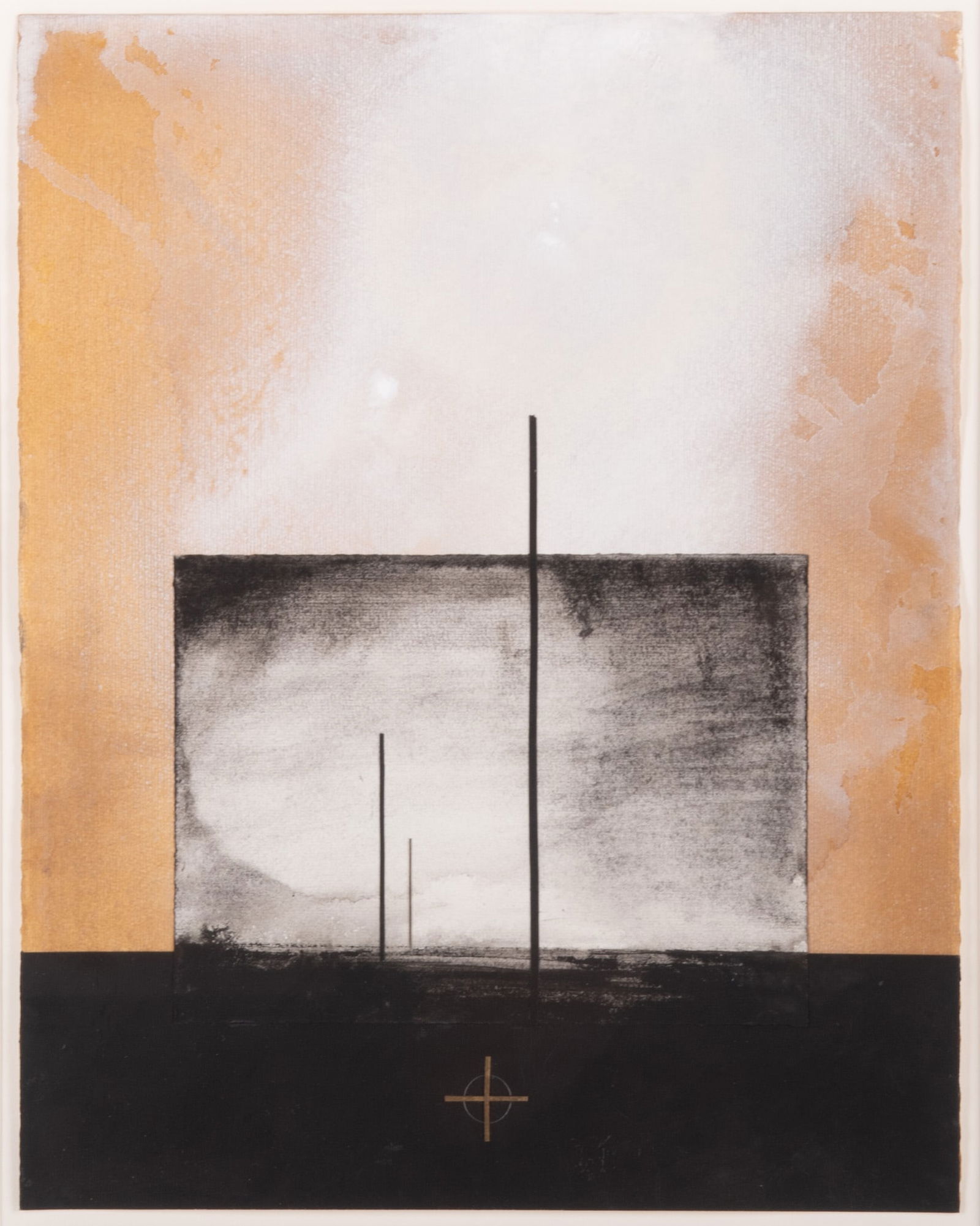 Dozier Bell, Maine, New York (b. 1957), Limen, 1993, gouache/collage: Dozier BellMaine, New York, (b. 1957)Limen, 1993gouache/collagesigned, dated, and titled verso, framed.14 x 11 inches