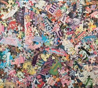 Al Souza, Texas, New York, Massachusetts (b. 1944), RB42, 2001, Puzzle pieces on wood