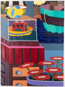 Michael Alfe, American (b. 1958), Boat Window with Boat Box, 1991, acrylic, oil, and pastel on paper