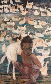 Izhar Patkin, New York / Israel (b. 1955), Fable, 1984, oil crayon on window screen