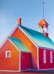 Carole Ferris Kroeger, Missouri 20th Century, Leadville School House, 1990, oil on canvas