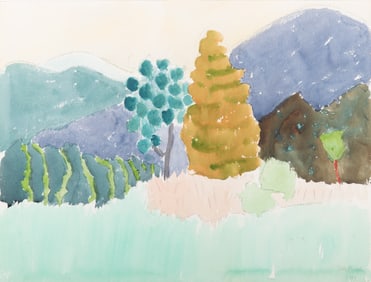 Sally Michel, American (1902-2003), Turned Fir, 1987, watercolor