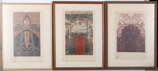 Anton Joh. Nep. Seder, Germany (1850-1916), Three Art Nouveau Compositions, color lithographs