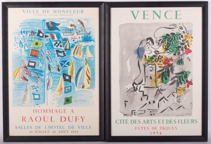 Two Vintage French Exhibition Posters: Ville de Honfleur, Hommage a Raoul Dufy, and Vence, Cit? des