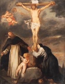 After Anthony van Dyck, Christ on the Cross with Saint Catherine of Siena, Saint Dominic, and an