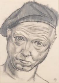 Russell Kraus, St. Louis (1918-2009), Self Portrait, 1969, graphite on paper