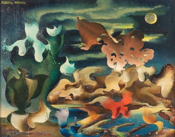 Russell Kraus, St. Louis (1918-2009), Moonlight Fantasy, oil on board