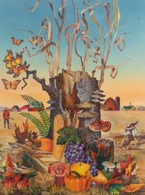 Russell Kraus, St. Louis (1918-2009), Harvest, opaque watercolor on illustration board