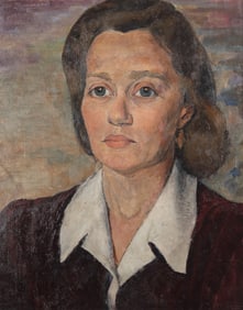 Tanasko Milovich, Missouri (1900-1964), Bust Length Portrait of a Woman, 1943, oil on canvas board