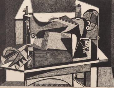 Charles Francis Quest, American (1904-1993), Sewing Machine, 1952, woodcut, proof