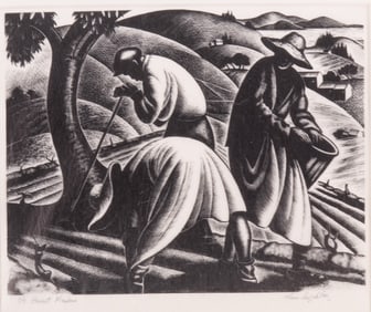 Claire Veronica Hope Leighton, American (1898-1989), The Harvest Planters, wood engraving