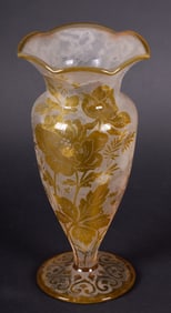 A Handel Etched Amber Cameo Glass Vase