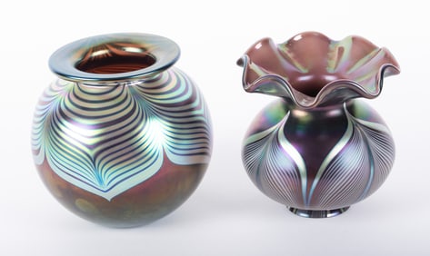 Stuart Abelman Art Glass Shade and Vessel