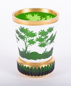 Josephinenhutte Moser Style Green Colored Glass Vase