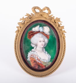 An Antique French Limoges Enamel Framed Portrait