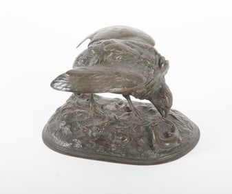 After Jules Moigniez, French (1835-1894), Partridge with Lizard, Bronze