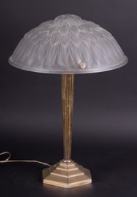 Art Nouveau Glass Luminaire on Chrome Base