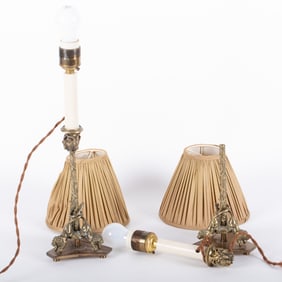 Pair of Neoclassical Brass Table Lamps