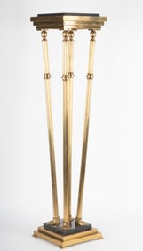 Hollywood Regency Brass and Granite Top Pedestal