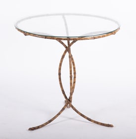 Vintage Hollywood Regency Faux Bamboo Side Table