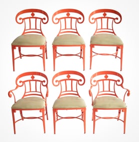 Six Venemen Hollywood Regency Style Cast Aluminum Chairs