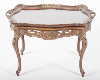 French Side Table with Glass Top Tray