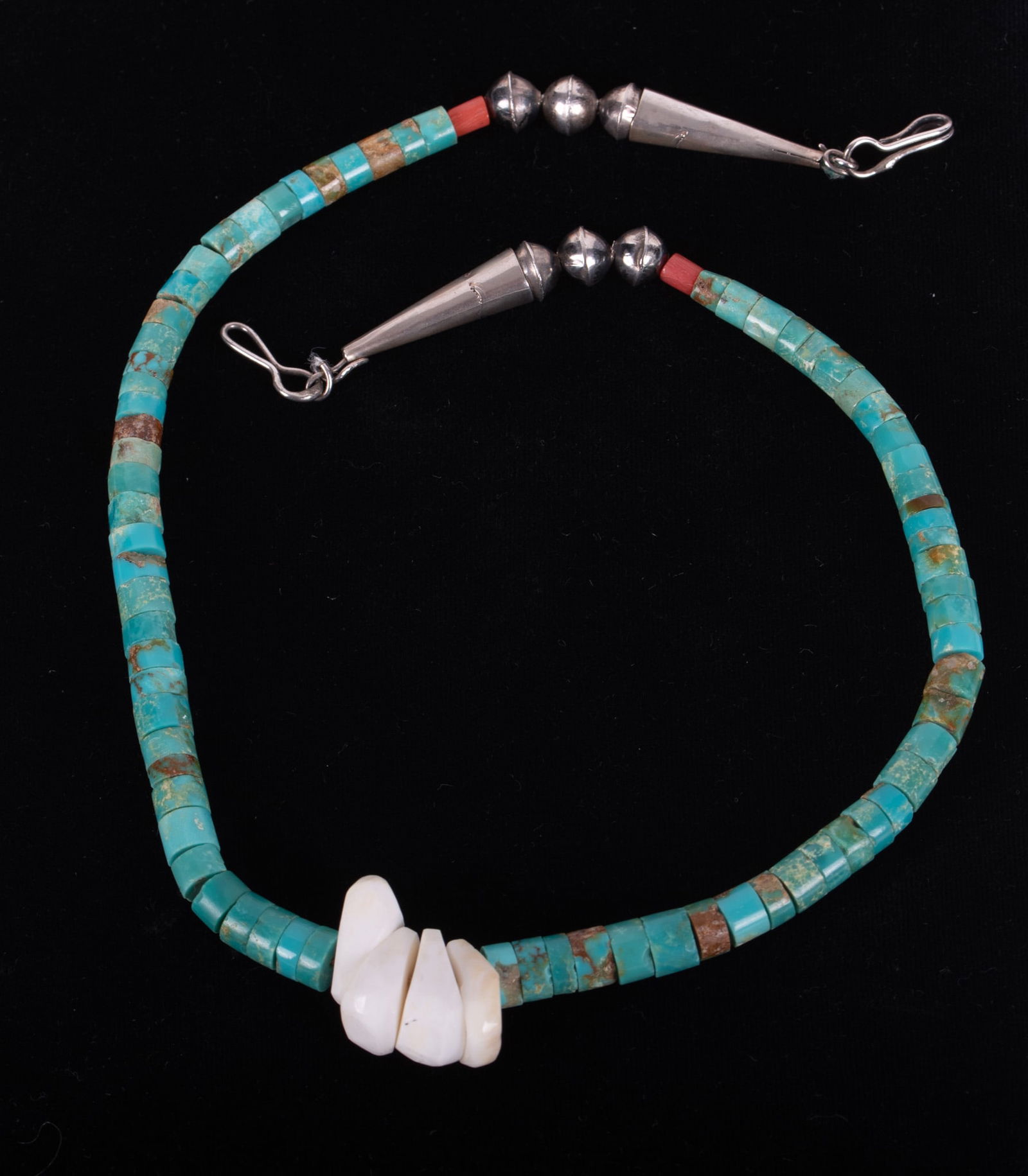 Vintage Santo Domingo Turquoise Heishi Sterling Necklace (1 of 3)